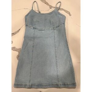 Lone Star Denim Mini Dress Adjustable Straps Zip Back Women's Size M Light Wash
